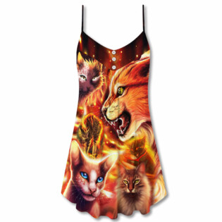 Cat Play Fire Cool Style - V-neck Sleeveless Cami Dress - Owl Ohh - Owl Ohh