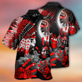 Native American Halloween Red Skull Moon Night Style - Hawaiian Shirt - Owl Ohh - Owl Ohh