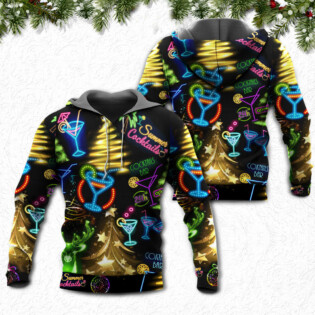 Cocktail Christmas Neon Art Drinking - Hoodie - Owl Ohh - Owl Ohh