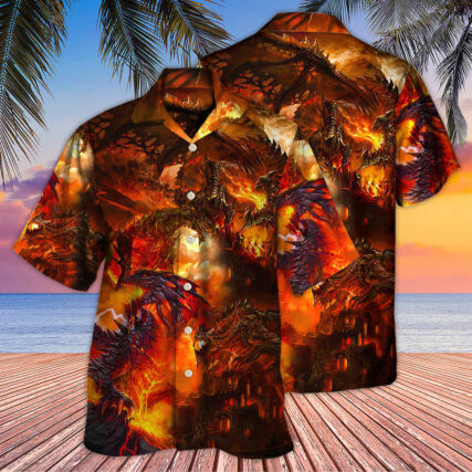 Dragon Red Style - Hawaiian Shirt - Owl Ohh - Owl Ohh