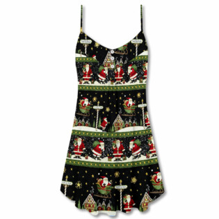 Christmas Santa Claus Big Night - V-neck Sleeveless Cami Dress - Owl Ohh - Owl Ohh