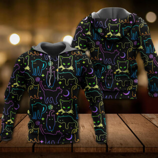 Cat Neon Colorful Playing With Kitten Magical - Hoodie - Owl Ohh - Owl Ohh