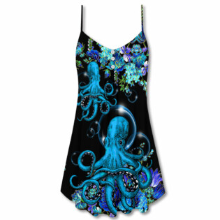 Octopus With Flower Beauttiful Day - V-neck Sleeveless Cami Dress - Owl Ohh - Owl Ohh