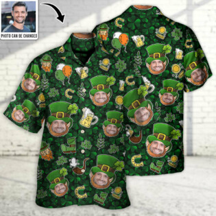 St Patricks Day Happy Coin Shamrock Lucky Custom Photo - Hawaiian Shirt - Personalized Photo Gifts for men and women, kids - Owl Ohh