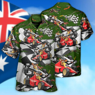 Kangraroo Racing Formula One Car Racing Australian Vibe - Hawaiian Shirt - Owl Ohh for men and women, kids - Owl Ohh