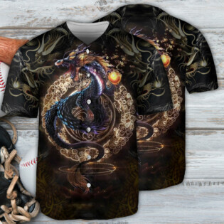 Dragon Golden Japanese Dragon - Baseball Jersey - Owl Ohh - Owl Ohh