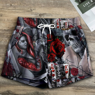 Skull Love Is Life Rose - Women's Casual Shorts - Owl Ohh - Owl Ohh