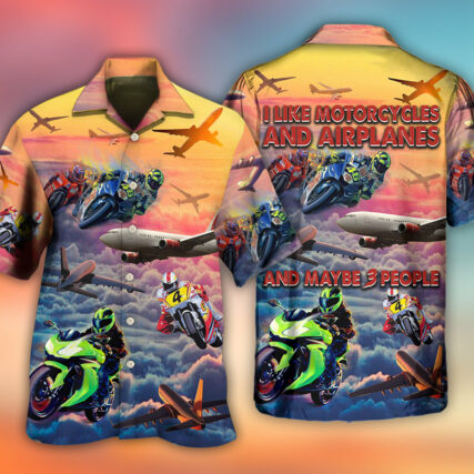 Motorcycle And Airplane Lover Dream Sky - Hawaiian Shirt - Owl Ohh - Owl Ohh