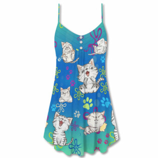 Cat All I Need Is Love And A Lovely Cat - V-neck Sleeveless Cami Dress - Owl Ohh - Owl Ohh