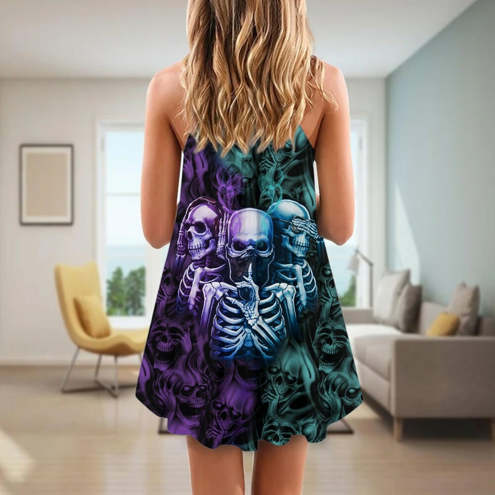 Skull Neither Hear Nor See - Summer Dress - Owl Ohh - Owl Ohh