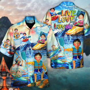 Kayaking Funny Children Playing Kayaking Live Love Kayak Kayaking Lover - Hawaiian Shirt - Owl Ohh-Owl Ohh