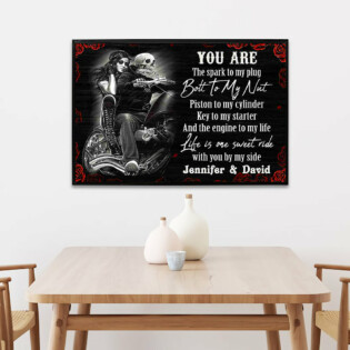 Skull Motorcycle Rose Couple Personalized - Horizontal Poster - Owl Ohh - Owl Ohh