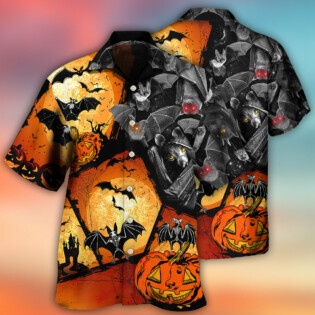 Halloween Bat Pumpkin Scary - Hawaiian Shirt - Owl Ohh - Owl Ohh