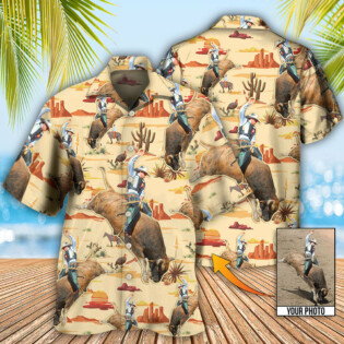 Cowboy Bull Riding Tropical Custom Photo - Hawaiian Shirt - Owl Ohh - Owl Ohh