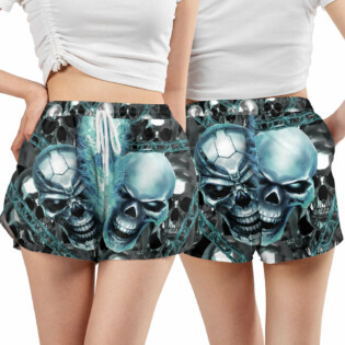 Skull Blue Flame Screaming - Women's Casual Shorts - Owl Ohh - Owl Ohh