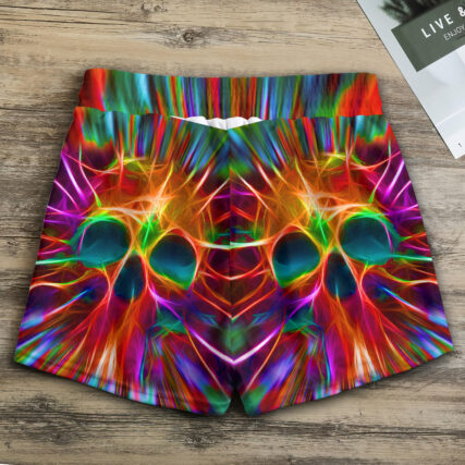 Skull Rainbow Color Love Tie Dye - Women's Casual Shorts - Owl Ohh - Owl Ohh