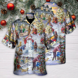Christmas Winter Holiday Santa Claus Is Coming - Hawaiian Shirt - Owl Ohh for men and women, kids - Owl Ohh