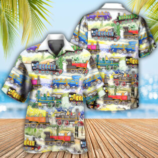 Train Watercolor Art Mountain - Hawaiian Shirt - Owl Ohh - Owl Ohh