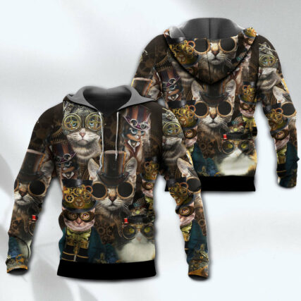 Cat Steampunk Art Machines Lover - Hoodie - Owl Ohh - Owl Ohh