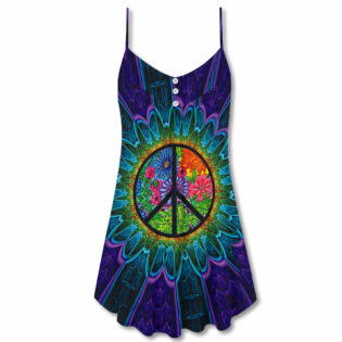 Hippie Sign Style Lover Hippie - V-neck Sleeveless Cami Dress - Owl Ohh - Owl Ohh
