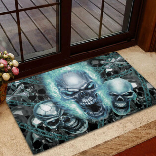 Skull Blue Flame Screaming - Doormat - Owl Ohh - Owl Ohh