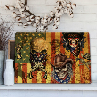 Skull Cowboy America Retro - Metal Sign - Owl Ohh - Owl Ohh