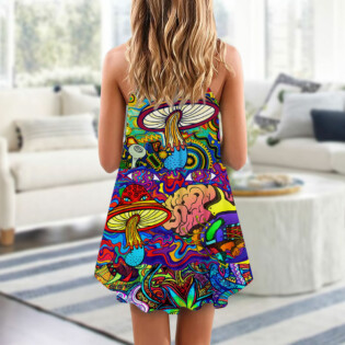 Hippie Mushroom Colorful Lover - V-neck Sleeveless Cami Dress - Owl Ohh - Owl Ohh