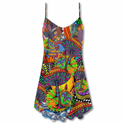Hippie Peace Life Color Floral - V-neck Sleeveless Cami Dress - Owl Ohh - Owl Ohh