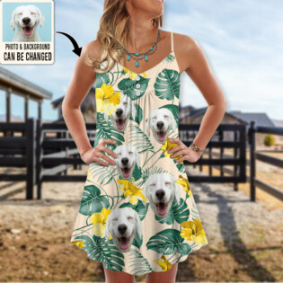 Dog You Want Tropical Style Custom Photo - V-neck Sleeveless Cami Dress - Personalized Photo Gifts - Owl Ohh