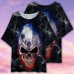 Skull Steel Dark Style - Women's T-shirt With Bat Sleeve - Owl Ohh - Owl Ohh
