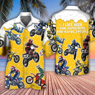 Beer I Like Beer And Motocross Style - Hawaiian Shirt - Owl Ohh - Owl Ohh