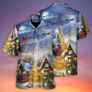Christmas Santa Claus Reindeer Snowman Family In Love Gift Light Art Style - Hawaiian Shirt - Owl Ohh - Owl Ohh