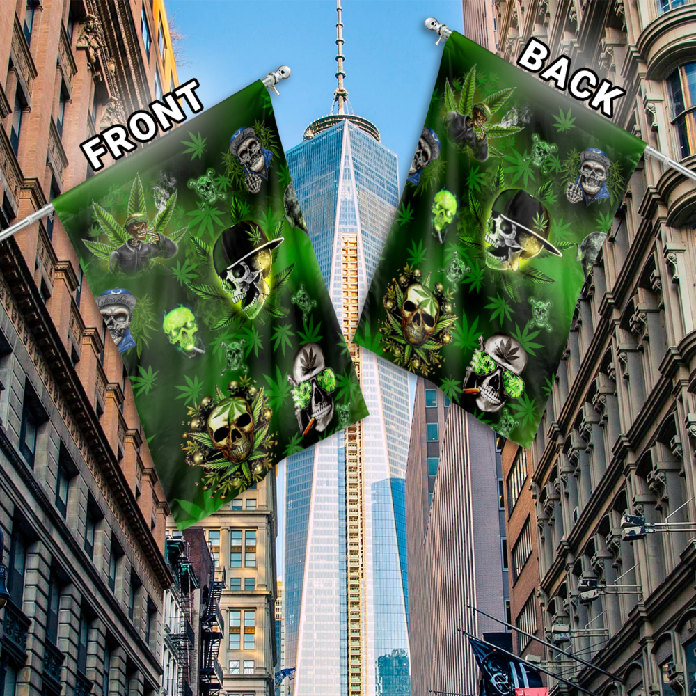 Skull Let's Get High Green - House Flag - Owl Ohh - Owl Ohh