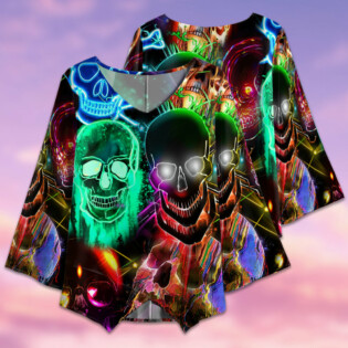Skull Glowing Colorful Lighting - V-neck T-shirt - Owl Ohh - Owl Ohh