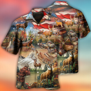 Hunting Independence Day Deer American Flag - Hawaiian Shirt - Owl Ohh - Owl Ohh
