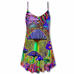 Hippie Mushroom Stunning Magic Style - V-neck Sleeveless Cami Dress - Owl Ohh - Owl Ohh