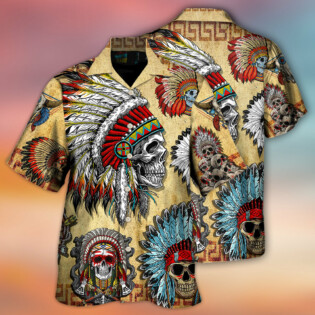 Native American Skull Vintage Art Style - Hawaiian Shirt - Owl Ohh - Owl Ohh