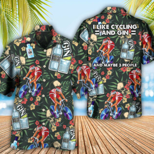 Wine Gin I Like Cycling And Gin - Hawaiian Shirt - Owl Ohh - Owl Ohh