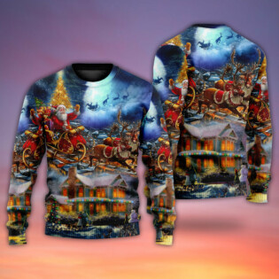 Christmas Santa Claus Snowman Family In Love Light Art Style - Sweater - Ugly Christmas Sweaters - Owl Ohh - Owl Ohh