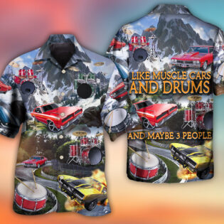 Car Muscle Car And Drum Racing Music Lover - Hawaiian Shirt - Owl Ohh - Owl Ohh