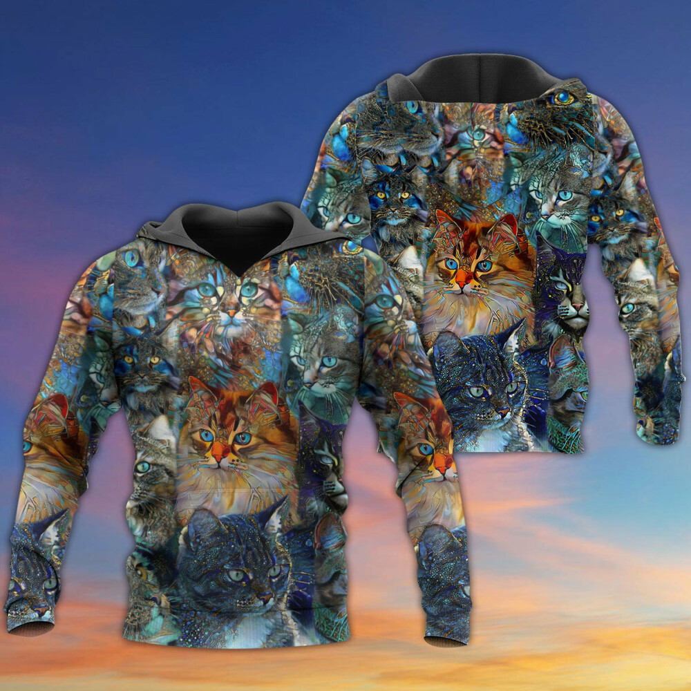 Cat Glass Art Colorful Cat Lover - Hoodie - Owl Ohh - Owl Ohh