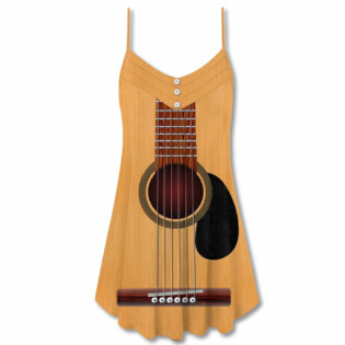 Guitar Amazing Music Basic Yellow Guitar - V-neck Sleeveless Cami Dress - Owl Ohh - Owl Ohh