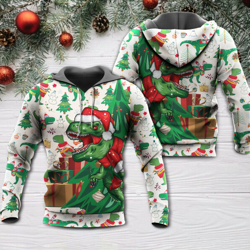 Christmas Dinosaurs Xmas Tree T-rex Merry Rexmas - Hoodie - Owl Ohh - Owl Ohh