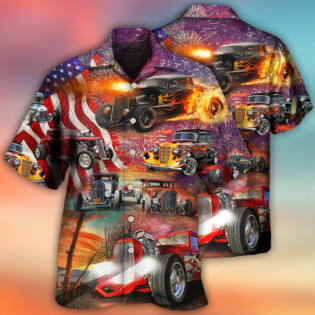 Hot Rod Independence Day Firework Happy - Hawaiian Shirt - Owl Ohh - Owl Ohh