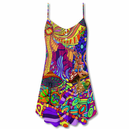 Hippie Colorful Love Life - V-neck Sleeveless Cami Dress - Owl Ohh - Owl Ohh