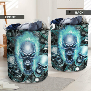 Skull Blue Flame Screaming - Laundry Basket - Owl Ohh - Owl Ohh