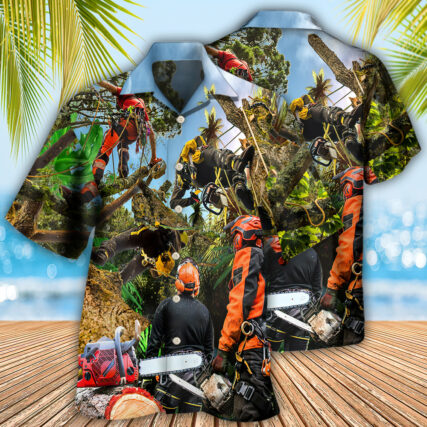 Arborist Tree Surgeon Climbing Tree Continuous - Hawaiian Shirt - Owl Ohh - Owl Ohh