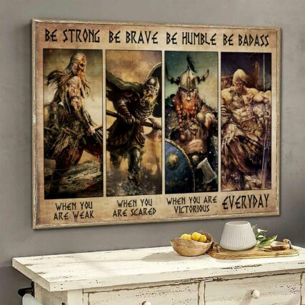 Viking Warrior Be Brave Be Strong - Horizontal Poster - Owl Ohh - Owl Ohh