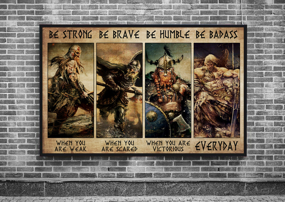 Viking Warrior Be Brave Be Strong - Horizontal Poster - Owl Ohh - Owl Ohh