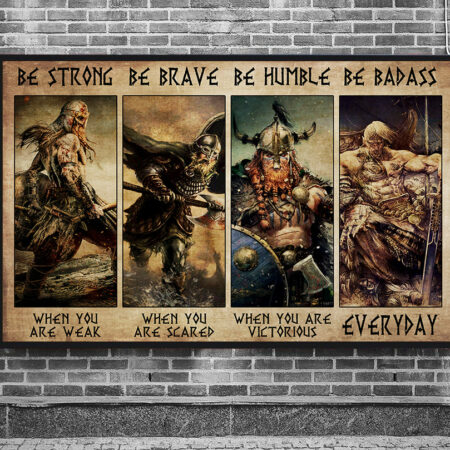 Viking Warrior Be Brave Be Strong - Horizontal Poster - Owl Ohh - Owl Ohh